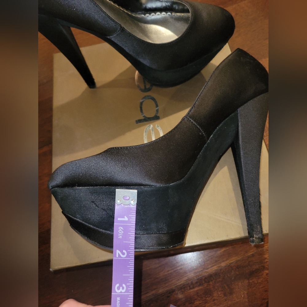 Bebe Tristan Black Satin Heel - Picture 10 of 13